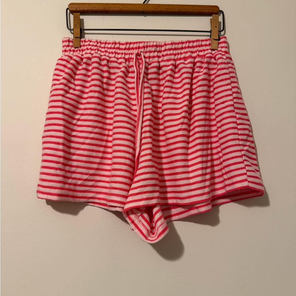 ALYA Pink White Stripe Lounge Shorts Drawstring Size S